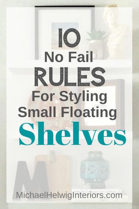 There’s a fine line between styling a small floating shelf and overloading it. The openness doesn’t provide much space to hide stuff. these rules will give you solid parameters to stick to, so you won’t end up with a look that’s too heavy or crowded. Styling A Floating Shelf, Styling A Narrow Shelf, Living Room Wall Decor Floating Shelves, Style A Floating Shelf, Small Shelf Styling Living Room, How To Space Floating Shelves On Wall, How To Place Floating Shelves On Wall, How To Arrange Shelves On Wall, Floating Shelves Office Wall Shelves