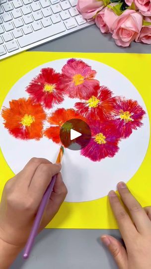 Title: "Blooming Love: DIY Plastic Bag Flower Painting for Mother's Day!"

Hashtags:
- #ParentChildHandicraft
- #KindergartenHandicraft
-... | By paper craft ideasFacebook Diy Plastic Bag, Kids Handicraft, Bag Flower, Painting Plastic, Trash Bag, How To Make Paint, Poly Bags, Plastic Bag, Flower Prints