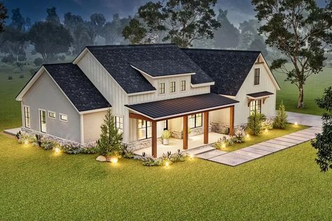 Medium House Plans 3 Bedroom, 4 Br Barndominium Floor Plans, 3 Car Garage Addition Attached, Vaulted Ceiling Living Room House Plans, Texas Farmhouse Plans, 2 000 Sq Ft House Plans Open Floor Ranch, Modern Farmhouse 1 Story, L Shaped House Exterior, 4 Bed 4 Bath House Plans