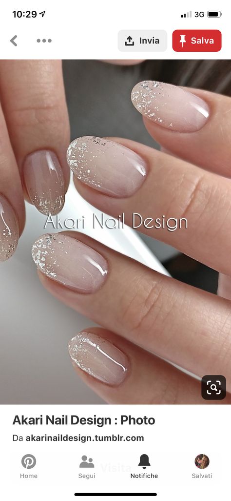 Subtle Sparkle Nails, Sparkly Gel Nails, Nude Sparkly Nails, Natural Color Nails, Gel Nails Fall, Blush Pink Nails, Wedding Day Nails, Glitter French Manicure, Classy Nail