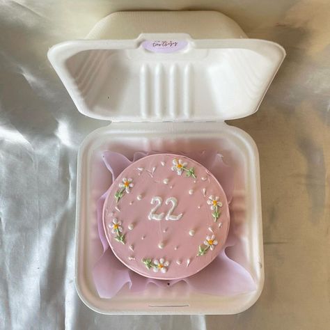 Cute Lunchbox Cake Ideas, Mini Cake Inspiration, Pink Lunchbox Cake, Daisy Bento Cake, Aesthetic Lunchbox Cake, Lunch Cake Birthday, All Pink Cake, Lunch Box Birthday Cake, Birthday Lunchbox Cake