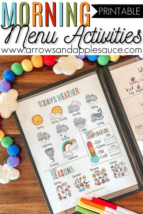 Morning Menu First Grade, Morning Time Homeschool Free Printables, Morning Menu Toddler, Morning Work Prek, Homeschool Binder Printables Free, Morning Menu Homeschool Preschool, Morning Work Homeschool, Homeschool Menu Ideas, Preschool Morning Menu Printable