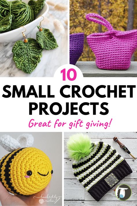 10 Small Crochet Patterns that Make Great Gifts — Blog.NobleKnits Fast And Easy Crochet Toys, Crochet Projects For Small Amounts Of Yarn, Small Easy Thing To Crochet, A Crafty Concept, Fun Things To Crochet Free, Meaningful Crochet Gifts, Crochet Boutique Ideas, Crochet Accessories For Amigurumi, Crochet Fundraiser Ideas