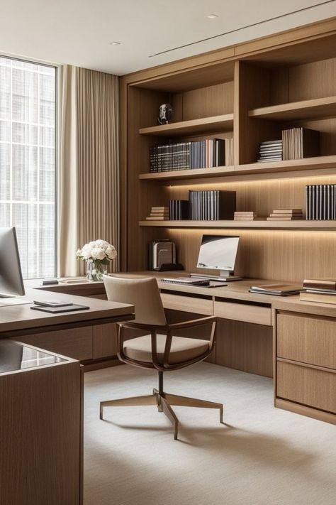 Boost Productivity with Minimalist Home Offices 🖥️✨ Design a clean and efficient home office with minimalist decor. Use simple furniture, neutral colors, and smart organization for a focused workspace. 🌿🏡 #MinimalistOffice #HomeDecor #ProductivityBoost #OfficeInspo Furniture Design For Bedroom, Efficient Home Office, Camera Studio, Crochet Furniture, Home Study Rooms, Contemporary Office Design, Rustic Home Offices, Modern Home Offices, Minimalist Home Office