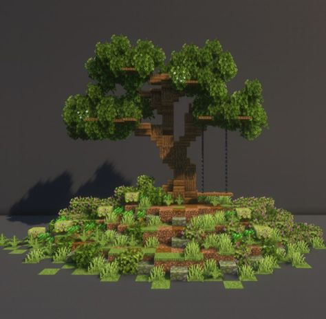 Hillside Minecraft Build, Minecraft Tree Building, Minecraft Tree Orchard, Minecraft Custom Tree Tutorial, Cottagecore Fence Minecraft, Mangrove Tree Minecraft, Goblincore Minecraft Builds, Custom Oak Tree Minecraft, Minecraft Custom Tree Design