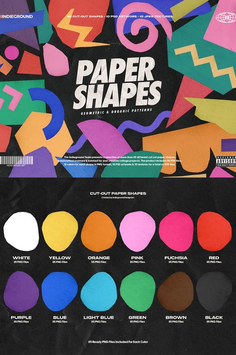 Paper Shapes Paper Shapes Design, 60s Branding, Organic Shapes Design, Shapes In Design, Colourful Graphic Design, Shapes Graphic Design, Color Palette Graphic Design, Playful Graphic Design, Pattern Branding