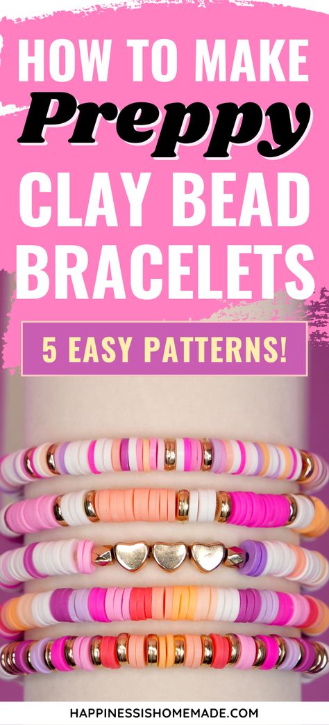 Clay Bead Bracelet Ideas Summer Preppy, Clay Bead Bracelet Set, Clay Bead Bracelet Ideas, Bead Bracelet Ideas, Paper Daisies, Make Clay Beads, Clay Bead Bracelets, Clay Bead Necklace, Homemade Bracelets