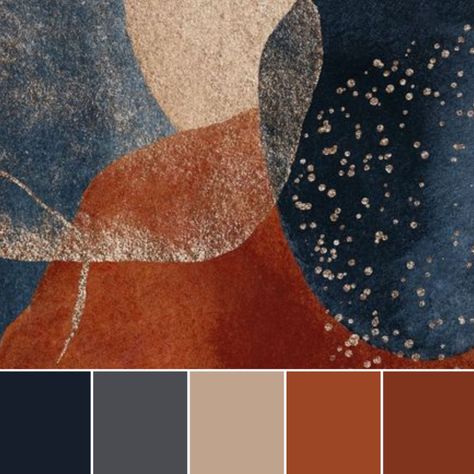 Navy With Terracotta, Slate Blue Terracotta Wedding, Grey And Terracotta Colour Schemes, Dusty Blue And Terracotta Color Scheme, Terracotta Pallete Color, Terracotta Bedroom Palette, Terracotta Wedding With Navy, Rust And Tan Color Palette, Terracotta And Blue Palette