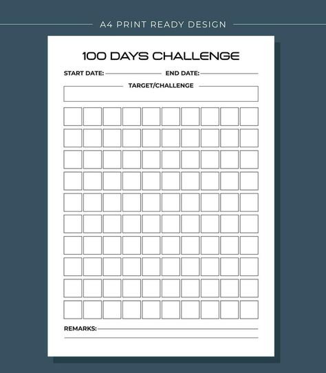 Printable 100 Days Challenge Book Vector Design Template 100 Books Challenge, Kindle Direct Publishing, 100 Day Challenge, Project Planner, Planner Book, 100th Day, Vector Design, Design Template, Graphic Resources