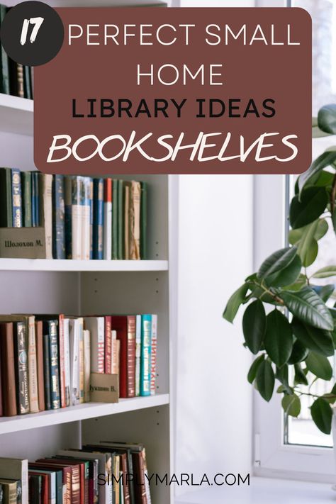 HEY EVERYONE! WE ARE SO EXCITED TO SHARE 17 BEST SMALL HOME LIBRARY IDEAS FOR YOU ALL! CHECK OUT HOW TO CREATE THE PERFECT COZY CORNER WITH SHELVES AND DECOR! WETHER YOU WANT A SMALL LIBRARY IN THE CORNER OF YOUR ROOM OR JUST WANT BOOK ORGANIZING INSPO, WE GOT YOU COVERED! WE HOPE YOU LOVE THIS POST! #IDEASCOZY #READINGCORNERS #DESIGN #COZYREADINGROOM #AESTHETIC #OFFICE #DESIGNIDEAS #ROOMSTUDY #DESIGNCOZY Library Ideas For Home Small, Small Cozy Home Library, Home Library Ideas Small, Home Library Ideas Cozy, Library Room Small, Small Home Library Room, Small Library Room, Small Home Library Ideas, Small Home Library Design