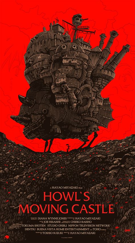 Castle Movie, Olly Moss, 하울의 움직이는 성, Best Movie Posters, Film Poster Design, Film Anime, Howl's Moving Castle, Movie Poster Wall, Movie Posters Design