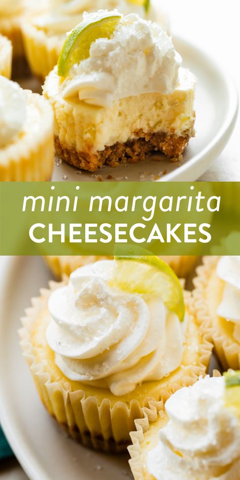 Margarita Cheesecake Bars, Margarita Inspired Desserts, Tequila Baked Goods, Mini Margarita Cheesecake, Margarita Cheesecake Bites, Taco Party Desserts, Mexican Dessert Bar Wedding, Margarita Food Recipes, Mini Mexican Desserts For Parties