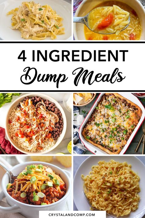 Four Ingredient Recipes Dinner, Instapot Recipes Dump And Go, Cooking For Dummies Meals Easy Recipes, Cheap 20 Minute Meals, Meals With Few Ingredients Easy, Quick Dump Casserole, Dump And Bake Meals Easy Dinners, Bake And Dump Meals, Dairy Free Dump Meals