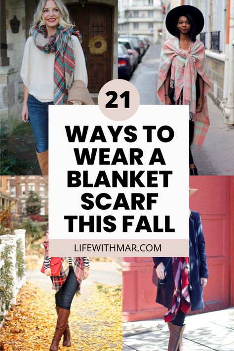 Are you looking for ways to wear your blanket scarf this fall season? I have you covered with 21 different ways you can wear your blanket scarves! Scarf Season | Fall Outfits | Fall Fashion | Winter Fashion | Winter Outfits | Ways to Wear a Scarf | How to Wear a Scarf | Scarf Styling How To Style Long Scarves, Fall Outfits Scarves, Long Rectangle Scarf How To Tie, How To Wear A Sweater Scarf, Wear A Scarf As A Shawl, How To Wear Chunky Scarf, Large Scarves How To Wear, How To Wear A Gucci Scarf, How To Wear A Shall Scarf With A Dress