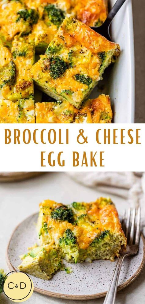 Healthy Broccoli And Cheese, Cheese Egg Bake, Egg Bake Recipe, Egg Bake Casserole, Seasoned Broccoli, Leftover Breakfast, Healthy Breakfast Casserole, Healthy Broccoli, Baked Eggs Recipe