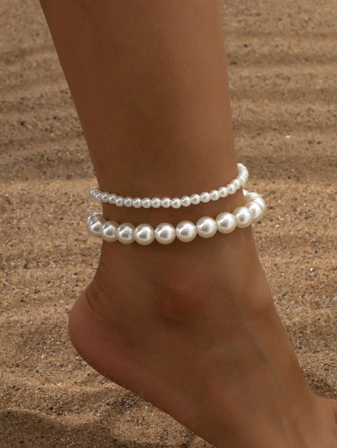 1pc Fashionable Simple Baroque Pearl Anklet With Big & Small Pearl Decor For Women, Jewelry Holiday PresentI discovered amazing products on SHEIN.com, come check them out! Pearl Ankle Bracelet, Bead Anklet, Pearl Anklet, Women Anklets, Pearl Decor, Beaded Anklets, Pearl Wedding, Ankle Bracelets, Baroque Pearls