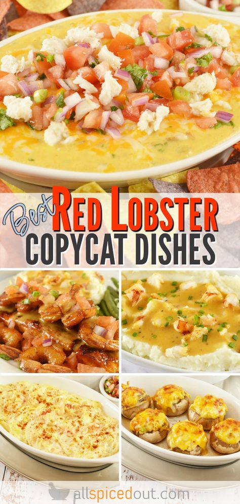 The Best Easy Red Lobster Copycat Recipes - All Spiced Out Red Lobster Lobster Dip Recipe, Red Lobster Walts Favorite Shrimp Recipe, Red Lobster Menu Dinners, Red Lobster Lobster Mashed Potatoes, Red Lobster Bar Harbor Bake Recipe, Best Lobster Recipes, Red Lobster Mashed Potatoes, Red Lobster Copycat Recipes, Dragon Shrimp Red Lobster Recipe