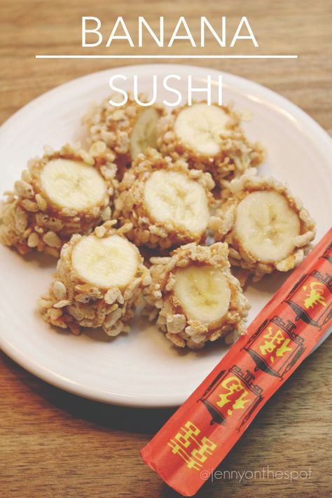 how to make banana sushi | fun with food | breakfast | bananas | nut butter Vegan Gluten Free Snacks, Banana Sushi, Kids Party Snacks, Breakfast Banana, Fun With Food, Snack Bites, Sweet Treats Recipes, Toddler Food, Food Breakfast