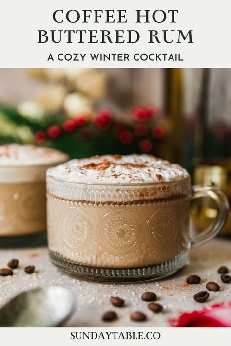 Good Holiday Drinks, Coffee With Liquor Recipes, Spiced Rum Coffee Drinks, Fall Hot Drinks Alcohol, Rum And Coffee Drinks, Christmas Alcoholic Coffee Drinks, Hot Coffee Cocktail Recipes, Warm Boozy Drinks, Hot Coffee Drinks With Alcohol