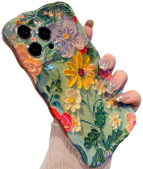 PRICES MAY VARY. 🏆【Compatible Model】This pretty oil painting flower design phone case compatible with iPhone 15 Pro Max 6.7 inches ONLY. Please check the phone model size carefully before purchasing. 🏆【Fashionable Glitter Print Flower】The beautiful shimmering sparkling diamond-like pearly-lustre oil painting floral design is eye-catching, showing off your personality. The Graphic printing design makes this shiny gradient pearl-like shine won't fade over time. You'll be raving about this case, Cute Iphone 12 Pro Cases, Phone Cases Colorful, Edgy Phone Cases, Maximalist Phone Case, Colorful Phone Case, Iphone 15 Plus Case, Iphone 15 Phone Case, Iphone 15 Cases, Iphone 16 Case