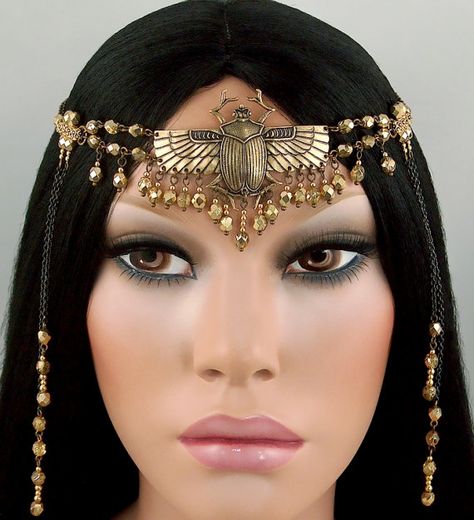 Ancient Egyptian Headpiece, Fantasy Headpieces, Cleopatra Headdress, Beetle Egyptian, Ancient Egyptian Dress, Egyptian Crown, Egypt Clothing, Egyptian Headpiece, Egyptian Headdress