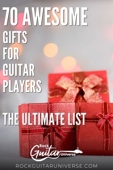 The holidays are upon us and everyone wants to give something special to their loved ones. If your loved ones happened to be a guitarist and you are not sure what to give them you can check these 70 awesome gifts for guitar players #guitar #guitarplayer #holiday Christmas Gift Ideas For Guitar Players, Gifts For A Guitar Player, Gift Ideas For Guitar Players, Gifts For Guitar Lovers, Guitar Gifts For Him, Guitar Essentials, Gifts For Guitar Players, Guitar Teacher Gifts, Guitar Lover Gifts