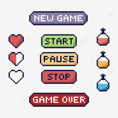 simple,pixel illustration,pixel game,game,pixel,element,game element,game over,start,pause,button,button clipart Pixel Start Button, Simple Game Design, Pixel Button, Pixel Game Background, Game Pixel Art, Button Clipart, Game Buttons, Pixel Illustration, Button Illustration