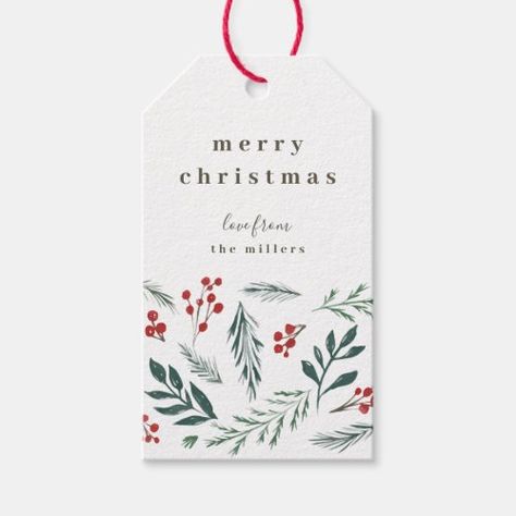 $10.90 | Winter Botanicals Elegant Holiday Christmas to #red and green, classic, love from, personalized, traditional, merry christmas, modern, trendy, watercolor, gift tag label Winter Botanicals, Watercolor Holly, Christmas Present Tags, Christmas Stationary, Gift Tag Labels, Gift Labels Christmas, Gift Tags Christmas, Merry Christmas Love, Printable Ideas