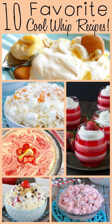 Top 10 Cool Whip Recipes to Easily Make at Home Deserts With Cool Whip Easy Desserts, Easy Dessert With Cool Whip, Cool Whip Deserts, Salads With Cool Whip, Desserts Made With Cool Whip, Cool Whip Desserts Easy, Recipes Using Cool Whip, Potluck Deserts, Desserts With Cool Whip