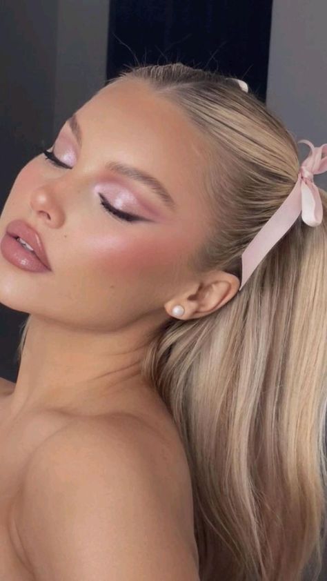 Soft Hoco Makeup, Pink Makeup Looks Soft Glam, Pink Princess Makeup Looks, Aurora Makeup Look, Sleeping Beauty Makeup Look, Princess Makeup Halloween, Halloween Princess Makeup, Makeup Improvement, Baby Shower Makeup Looks