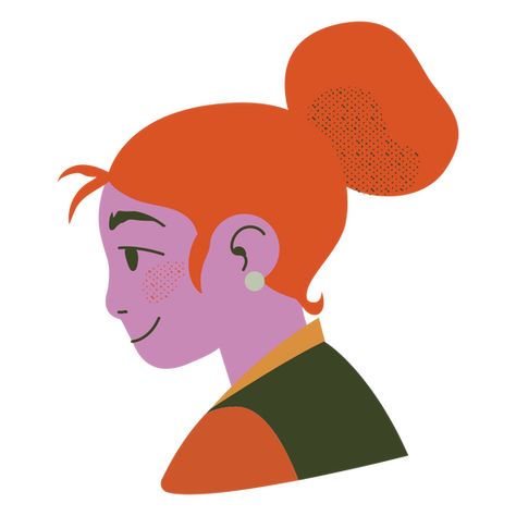 Redhead woman side profile PNG Design People Side Profile, Side Profile Illustration, Woman Side Profile, Side Profile Woman, Side Face Drawing, Redhead Woman, Side Face, Simple Character, Face Illustration