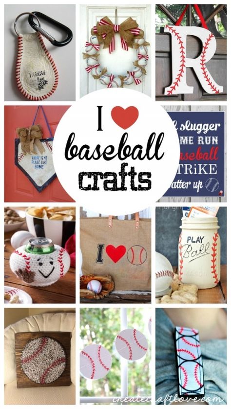 These Baseball Crafts are sure to hit one out of the park! Have some arts and crafts time for kids while you watch the big game! Baseball Project, Baseball Tickets, Softball Crafts, Baseball Wreaths, Baseball Tips, Baseball Crafts, Baseball Hitting, Baseball Room, Baseball Decor