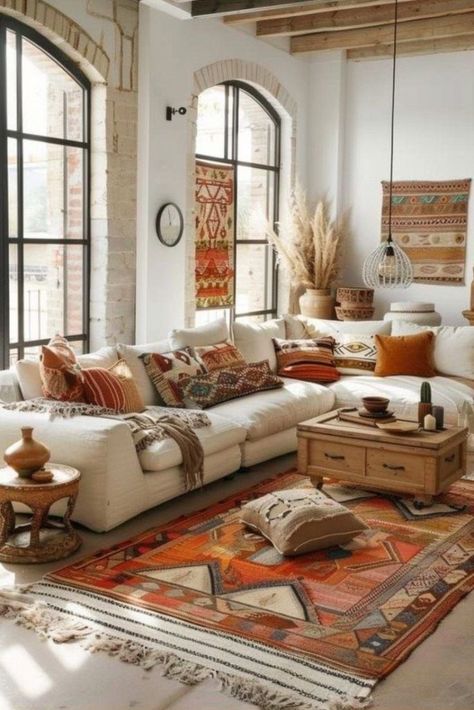 Southwest Living Room, 1960s Interior Design, Style Living Room Ideas, Retro Style Living Room, 1960s Interior, Southwest Living, Boho Living Room Ideas, Handmade Boots, Kusadasi