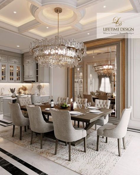 Contemporary Traditional Dining Room, Luxury Dinning Room Decor, Classic Dinning Rooms, Luxury Dining Room Decor Modern Classy, Elegant Dining Room Modern, Dining Room Decor Modern Classy, Dinning Room Inspiration, Dining Room Design Classic, Modern Transitional Dining Room