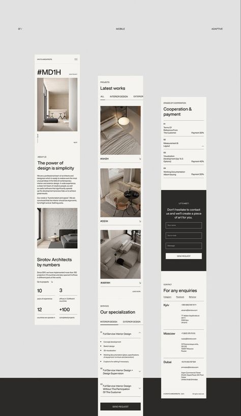 Link Page Design, Mobile Website Layout, Mobile Layout Design, One Pager Website Design, Architect Website Design, Uiux Portfolio, Detail Page Design, Architecture Website Design, Editorial Web Design