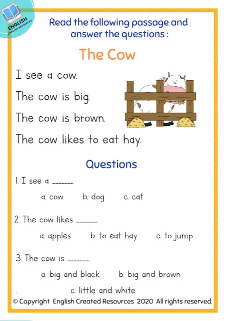 Kindergarten Reading Comprehension Part 1 Kindergarten Reading Lessons, Kindergarten Reading Comprehension, Grade 1 Reading, Reading Comprehension For Kids, Reading Comprehension Kindergarten, Writing Lesson Plans, Kindergarten Reading Activities, Reading Lesson Plans, Kindergarten Reading Worksheets