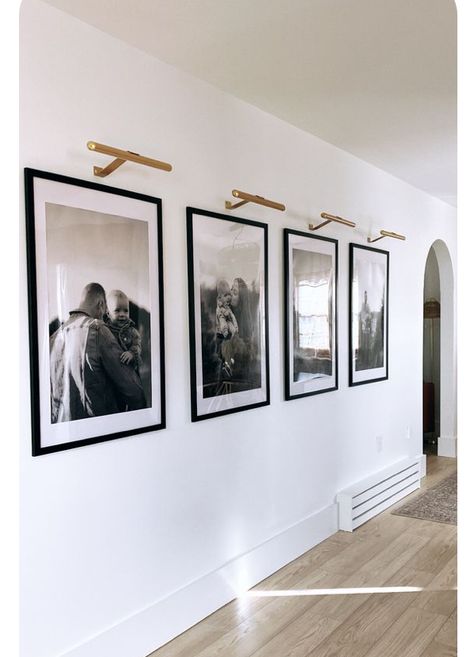 Family Photo Wall Ideas Hallways Hanging Pictures, Gallery Wall Design Ideas, Art And Photo Wall, Hallway Of Pictures, Hallway Wall Gallery, Wall Art Hanging Ideas, Modern Farmhouse Photo Wall, Home Gallery Wall Ideas, Living Room Wall Decor Ideas Pictures