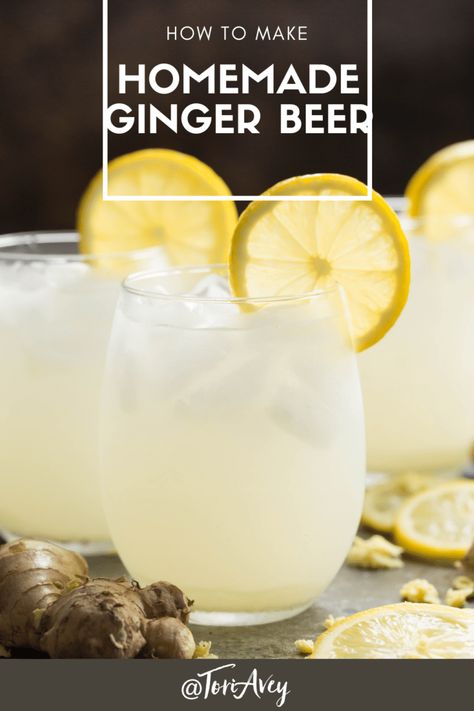 Homemade Ginger Beer, Homemade Horchata, Ginger Beer Recipe, Beer Ingredients, Easy Alcoholic Drinks, Beer Drinks, Beer Recipe, Homemade Syrup, Brewers Yeast