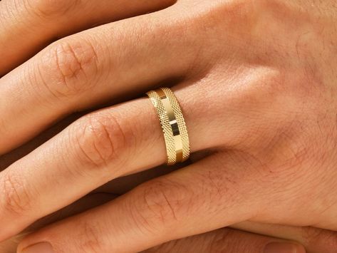 cool Wedding Band For Men Gold, Mens Wedding Rings With Diamonds Gold, Men’s Solid Gold Wedding Band, Wedding Rings For Men Unique, Gold Wedding Ring For Men, Wedding Band His, Wedding Ring For Men, Mens Wedding Bands Unique, Mens Gold Wedding Band