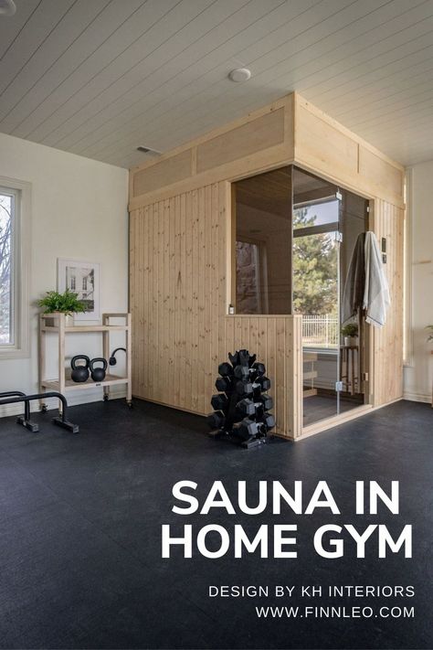 Sauna Workout Room, Gym Sauna Room, Yoga Sauna Room, Gym Shed With Sauna, Built In Sauna Home, Basement Wellness Room, At Home Sauna Room, Home Spa And Gym, Sauna In Home Gym