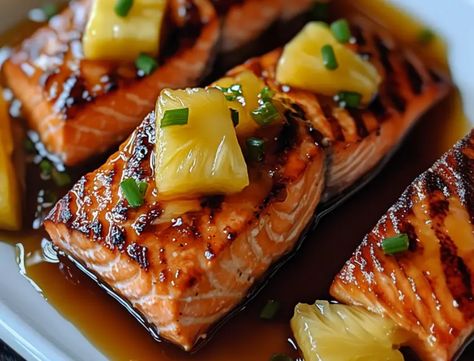 Pineapple Cod, Salmon Pineapple, Salmon With Pineapple, Salmon Pineapple Salsa, Honey Pineapple Salmon, Salmon With Pineapple Salsa, Pineapple Salmon, Salmon Soy Sauce, Honey Chicken