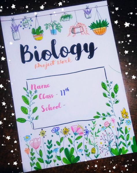 Cover Page Biology Project, Holiday Assignment Cover Page, Plants Border Design Drawing, Coverpage Ideas For Projects Biology, Biology Page Borders, Biology Front Cover Design, Assiment Paper Design, Biology File Front Page, Chemistry Project Cover Page Aesthetic