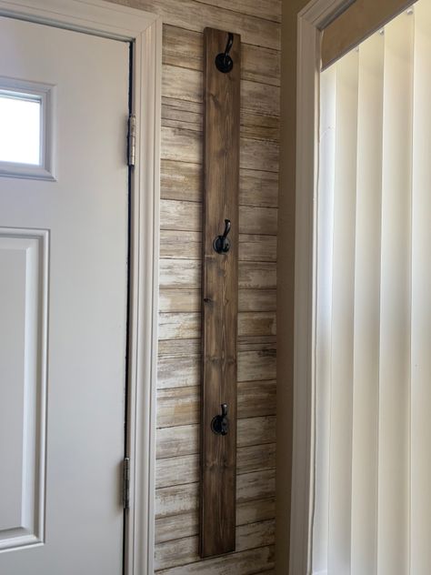 Vertical Coat Hooks, Vertical Coat Rack Wall, Vertical Coat Rack, Turtle Lake, Ranch Remodel, Doors Repurposed, Making Stuff, Coat Rack Wall, Hall Tree