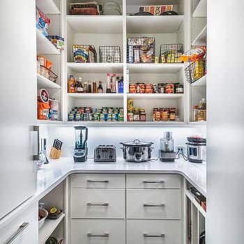 U Shaped Pantry Design Ideas White Kitchen Pantry, Classical Kitchen, Pantry Layout, House Pantry, Cabinets And Shelves, Pantry Room, Pantry Remodel, Pantry Shelving, Kitchen Pantry Design