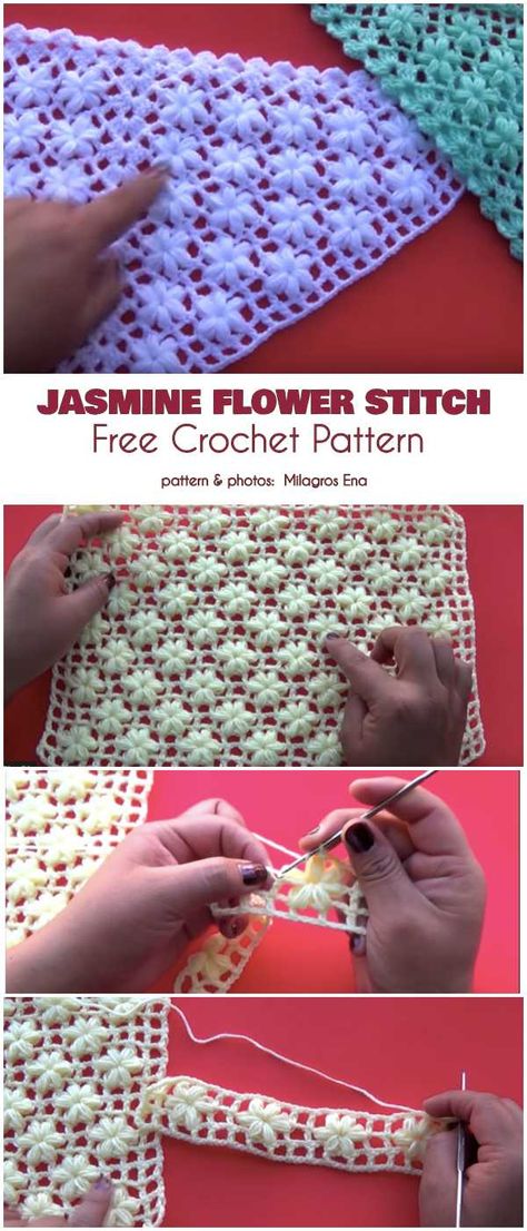 Crochet Flower Stitches, Crochet Cals, Flower Stitch, Crochet Blanket Designs, Jasmine Flower, Your Crochet, Stitch Ideas, Crochet Flower Patterns, Crochet Stitches Patterns