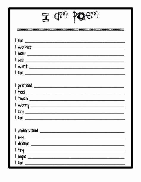 I Am Poem Worksheet Inspirational All About Me Poem Preschool – Chessmuseum Template Library Bio Poem Template, I Am Poem Template, Poem Worksheet, Bio Poem, Writing A Poem, Bio Poems, Poetry Templates, I Am Poem, Poetry Worksheets