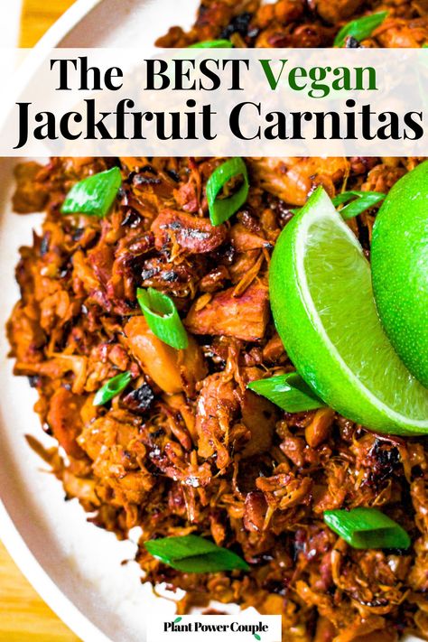 Vegan Carnitas, Jackfruit Carnitas, Vegan Jackfruit, Jackfruit Tacos, Canned Jackfruit, Jackfruit Recipes, Vegan Nachos, Carnitas Recipe, Vegan Tacos