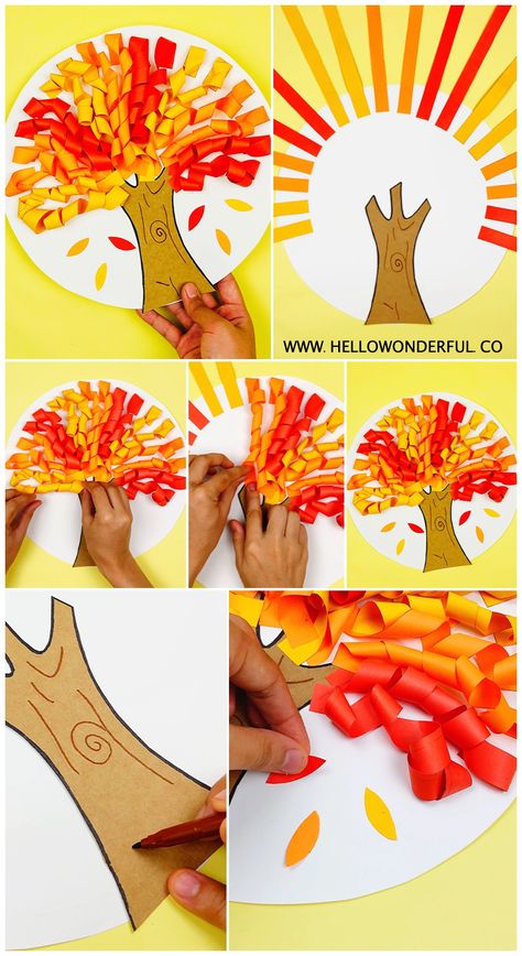 Autumn Paper Crafts For Kids, Autumn Activity For Kids, Autumn Arts And Crafts For Kids, Autumn Diy Kids, Fall Tree Crafts For Kids, Autumn Art For Kids, Autumn Kids Crafts, Autumn Paper Crafts, Autumn Tree Craft