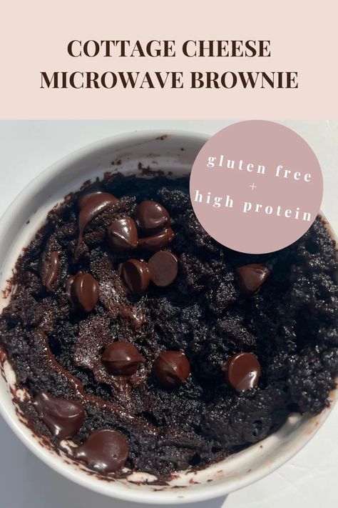 Cottage Cheese Brownies Microwave, Best Cottage Cheese Recipes, Cottage Cheese Mug Cake, High Protein Low Carb Dessert, Chocolate Cottage Cheese, Brownie Gluten Free, Cottage Cheese Dessert Recipes, Gluten Free High Protein, Microwave Brownie