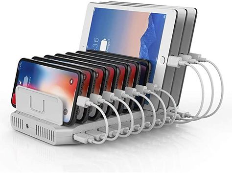 Unitek Multi Charging Station, 10-Port USB Charger for Multiple Device with SmartIC Tech and Adjustable Dividers, Organizer Stand Compatible with iPad, Tablet, Kindle, iPhone Ipad Charging Station, Multi Charging Station, Charger Organizer, Best Ipad, Charger Station, Usb Charging Station, Samsung Tablet, Ipad Stand, Phone Organization